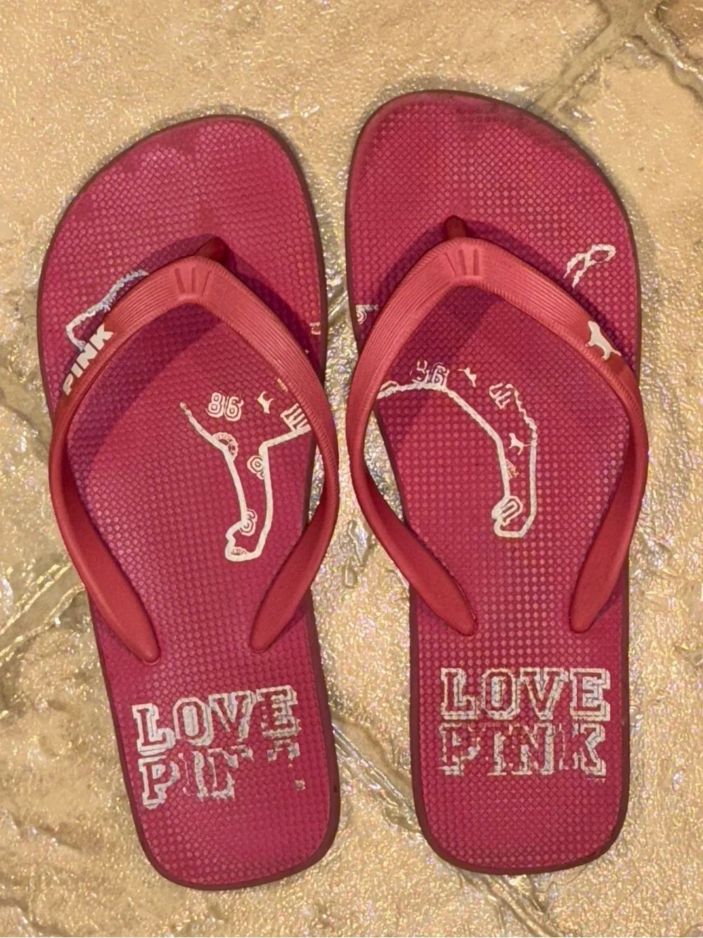Victoria’s Secret PINK Flip Flops Love Pink